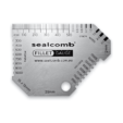 Sealcomb fillet gauge tool used to measure sealant bead size and crack width in waterproofing applications